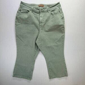 Judy Blue Womens 16W Cropped Capris Jeans Green Garment Dyed